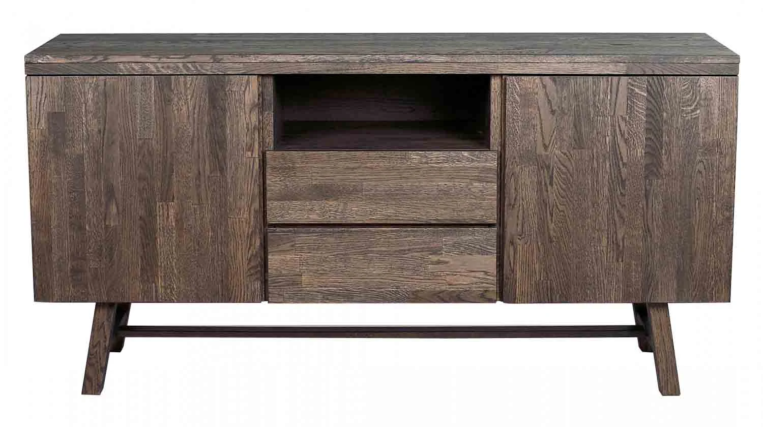 Rowico Brooklyn sideboard i mörkbrun ek med dörrar, lådor och öppet fack