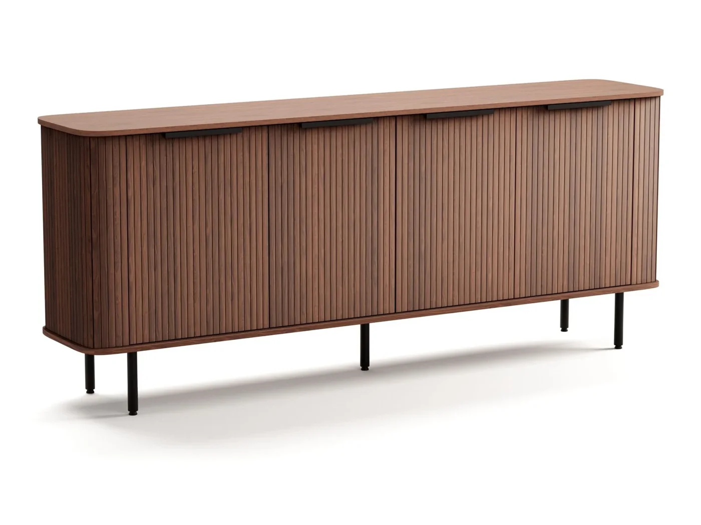 Bark Kopparbo sideboard 210 cm med ribbade luckor i mörkbrun valnöt