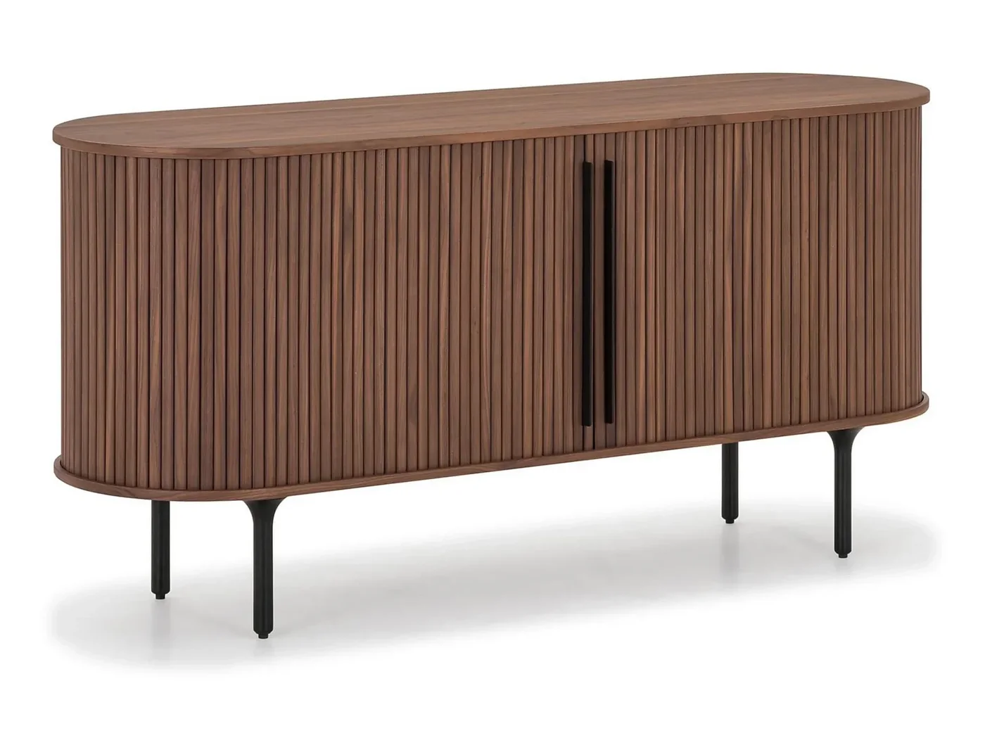 Bark Noira sideboard 150 cm i valnöt med ribbad front och svarta ben
