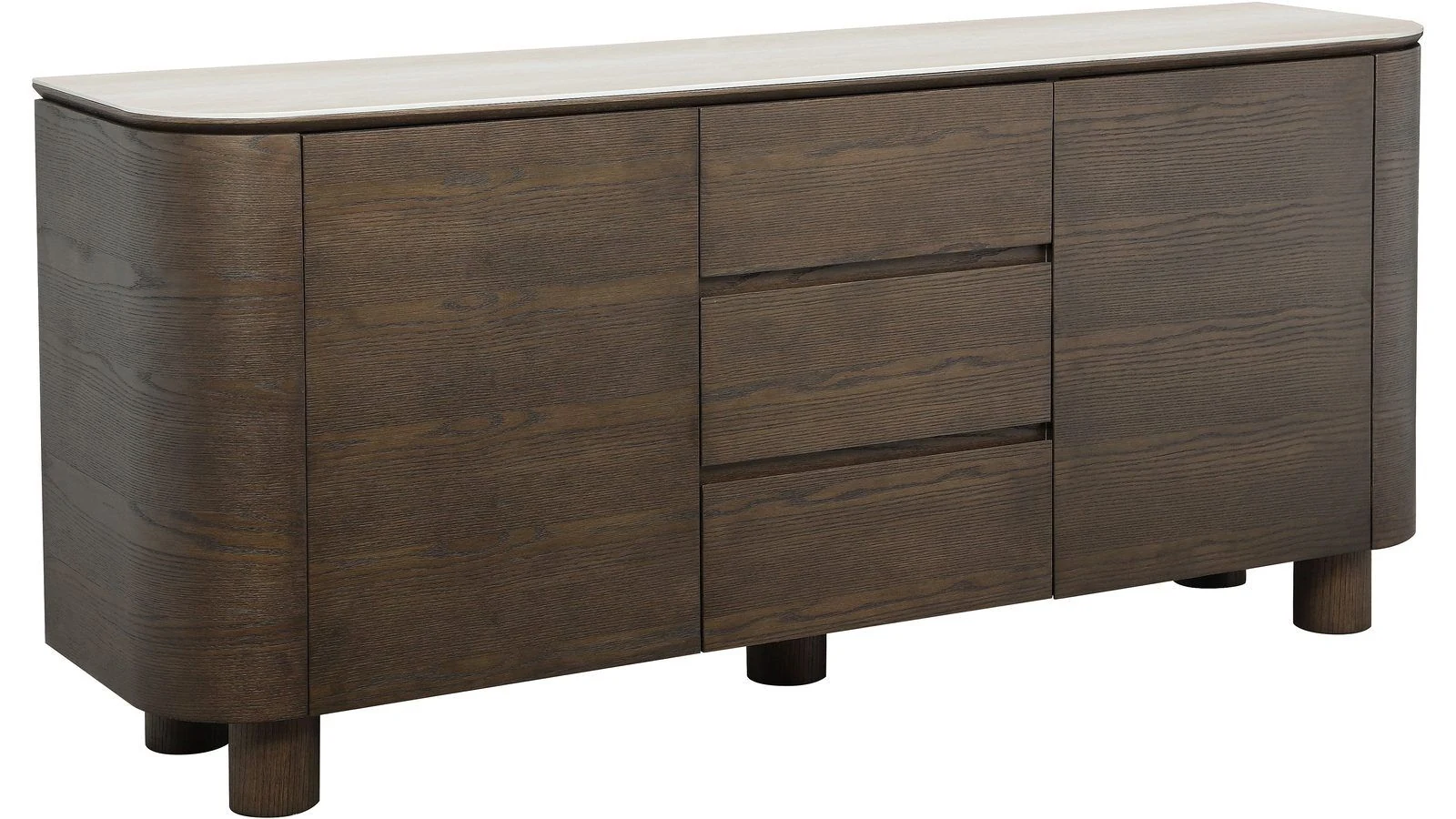Ödalen sideboard i brun lackad ekfaner med keramisk topp, 180 cm bred