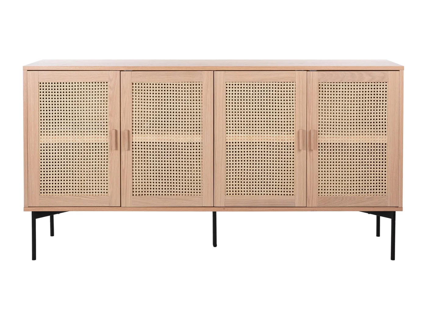 NFG Raffels sideboard i vitpigmenterad ek med fyra rottingdörrar