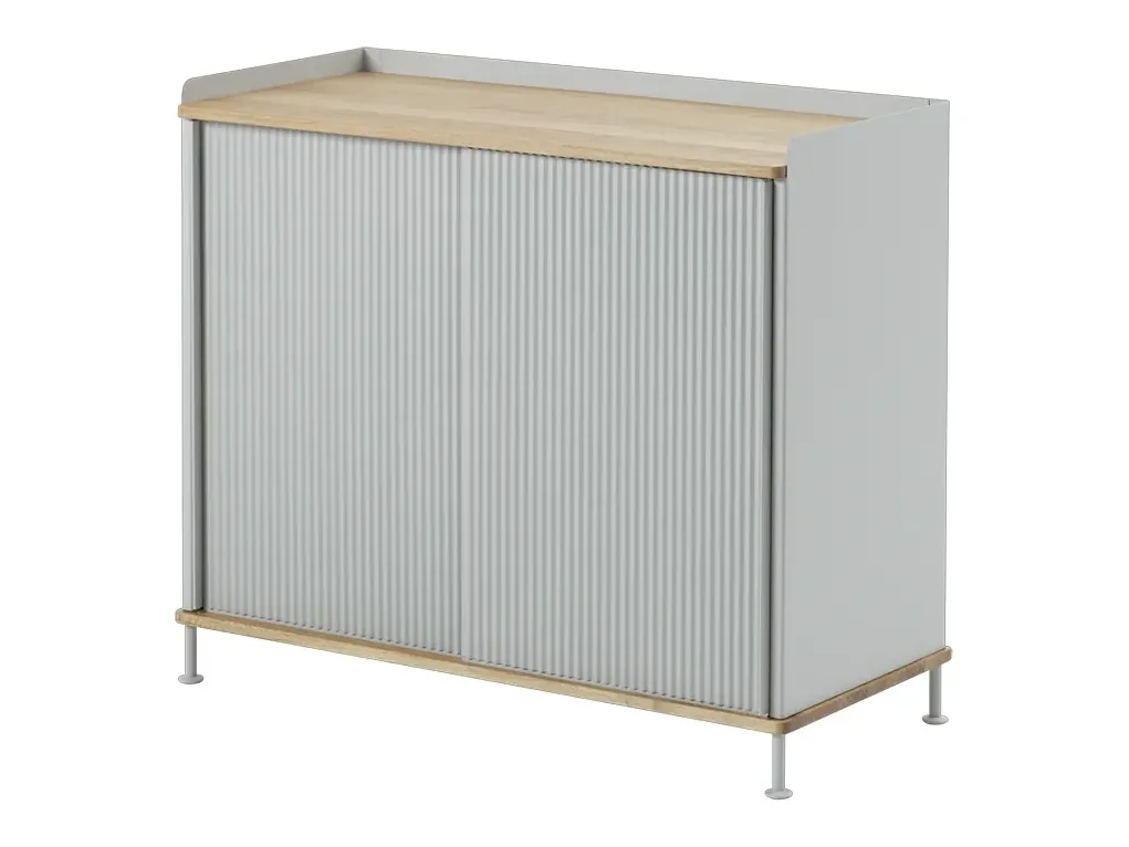 Muuto Enfold sideboard i grått stål med topp i oljad ek