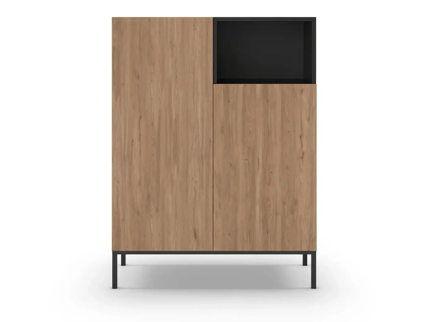 Nordure Morlen, högt sideboard i ekdekor med svarta metallben