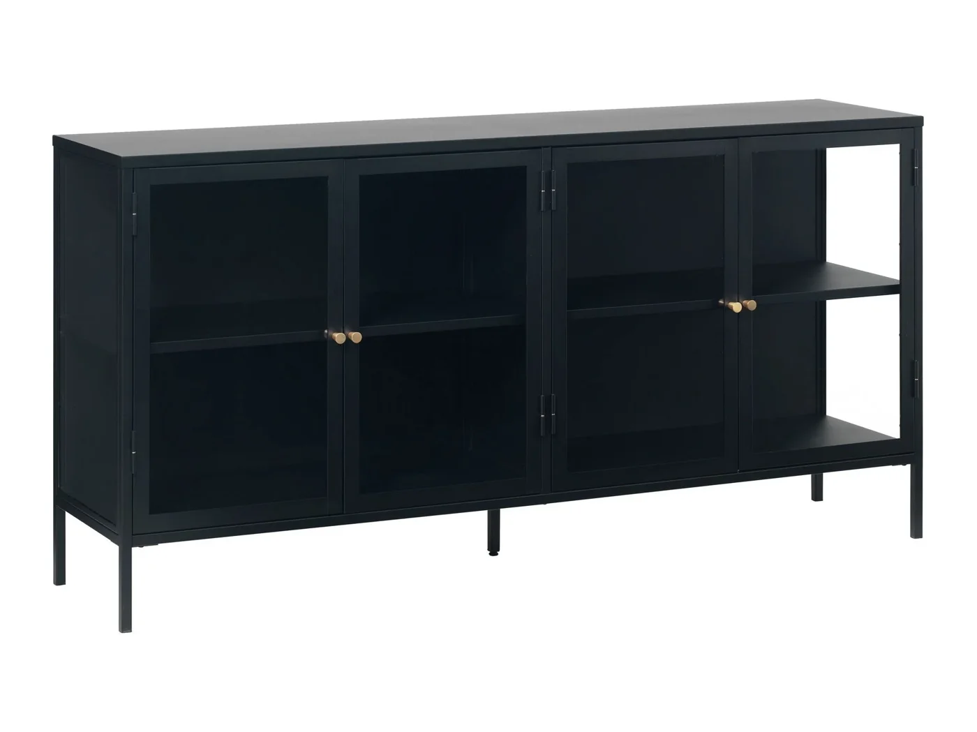 Umbri sideboard 170 cm i svart metall med klarglas